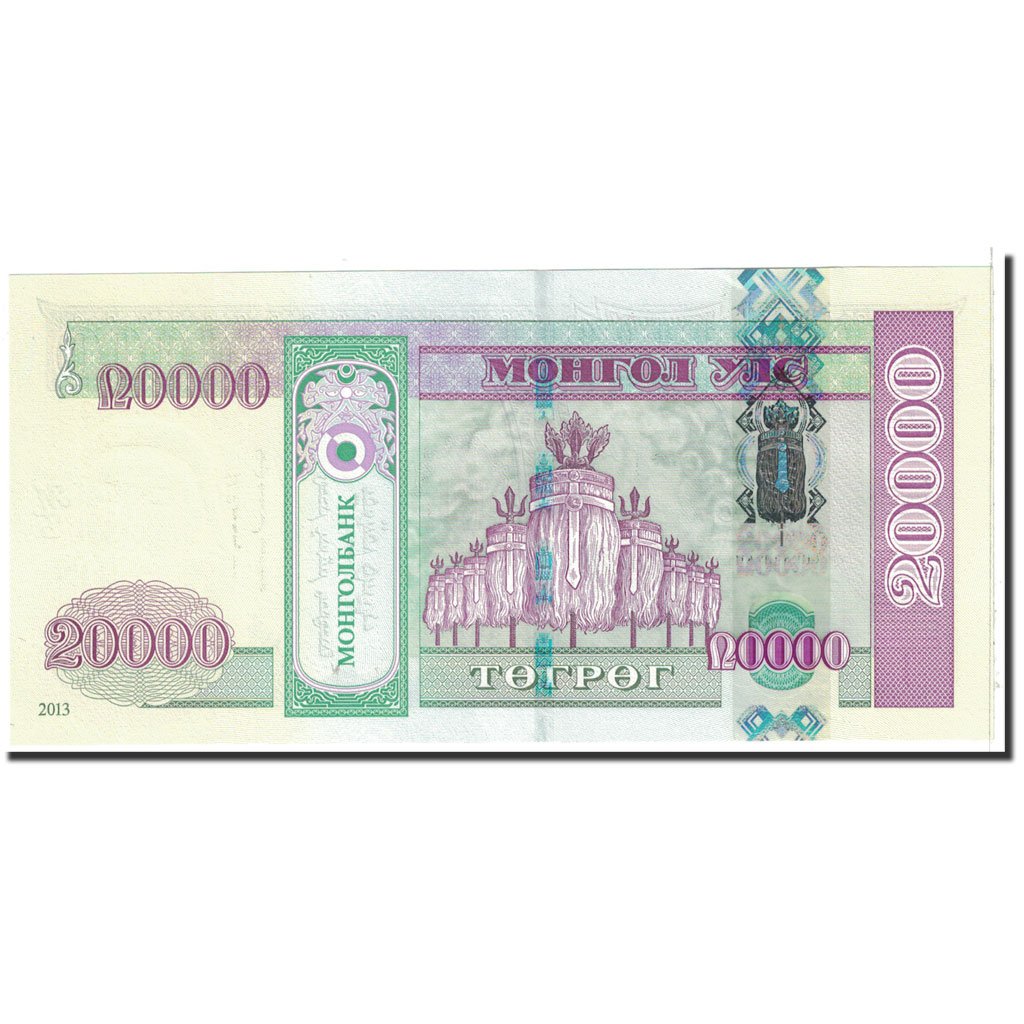 122260 Banknote, Mongolia, 20,000 Tugrik, 2013, Undated, KM:71b, UNC(65-70)  : UNC(65-70), 20,000 Tugrik, From 16 to 50 Euros, 2013, Comptoir Des  Monnaies Numismatic