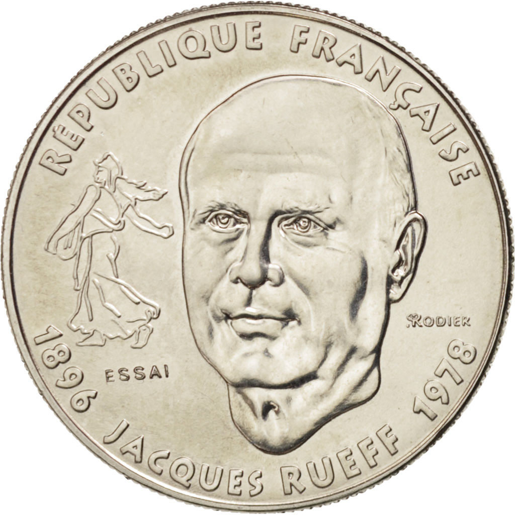 #16317 France, 1 Franc Jacques Rueff, 1996, Essai, FDC, Nickel, Gadoury