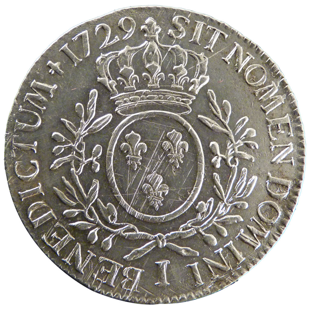 20862 LOUIS XV Écu aux Branches d Olivier TB Ecu De 151 à 500