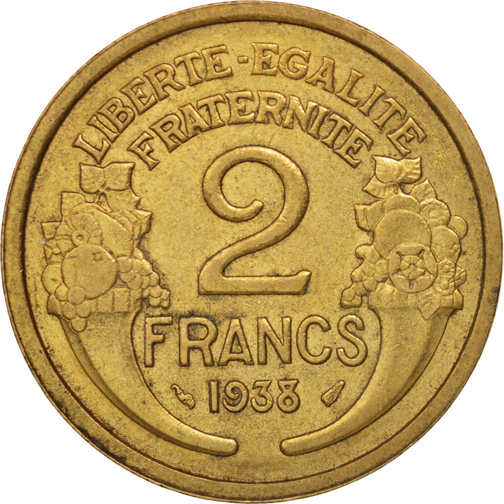 #411271 France, Morlon, 2 Francs, 1938, Paris, TTB+, AluminumBronze