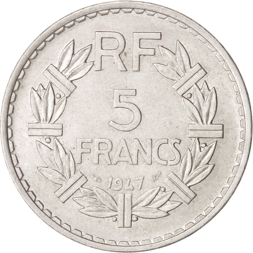 413513 France Lavrillier 5 Francs 1947 Paris Spl Aluminium Km