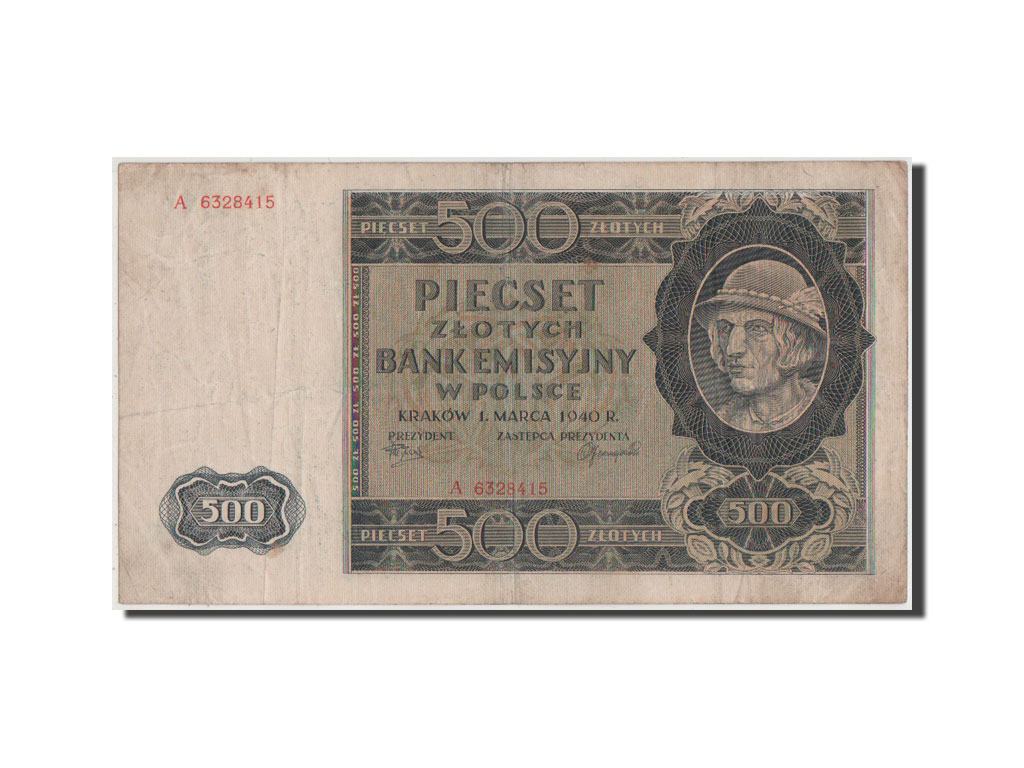 #42821 Poland, 500 Zlotych 1940, Pick 98 : F+, 500 Zlotych, From 16 To ...