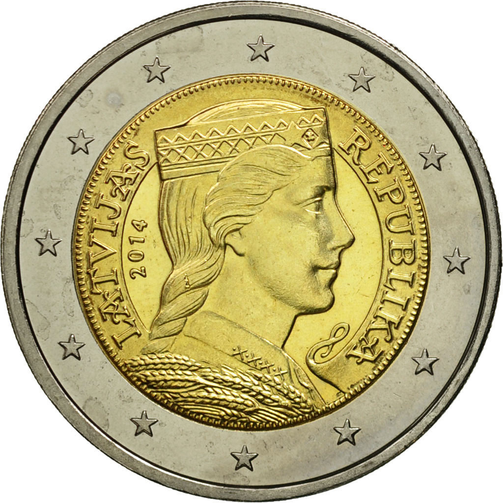 2 euro republika latvijas 2014 wert