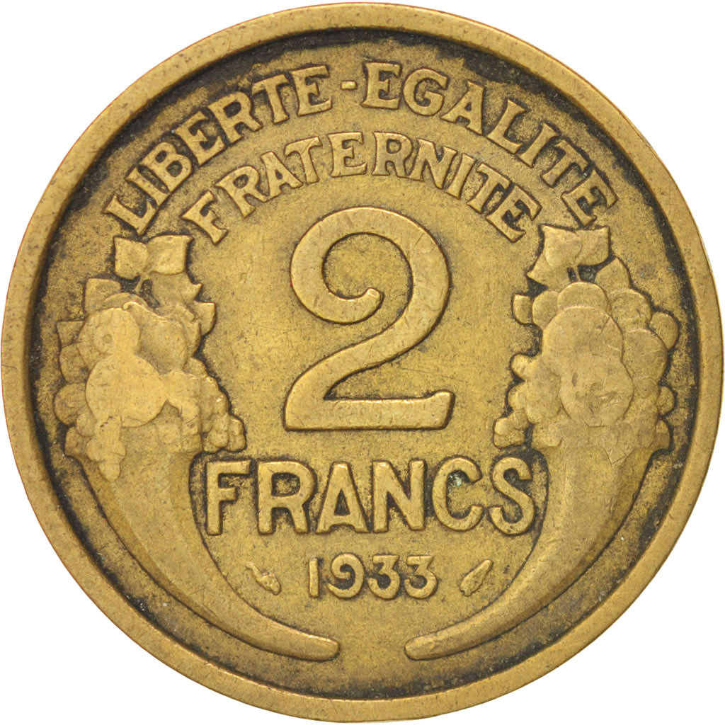 #46628 France, Morlon, 2 Francs, 1933, Paris, KM886  TTB, 2 Francs