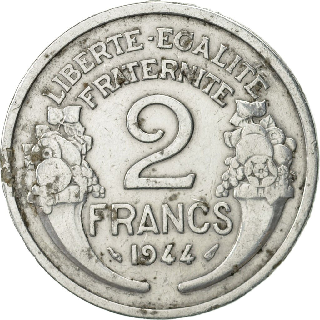 #469661 France, Morlon, 2 Francs, 1944, Paris, TTB, Aluminium, KM886a