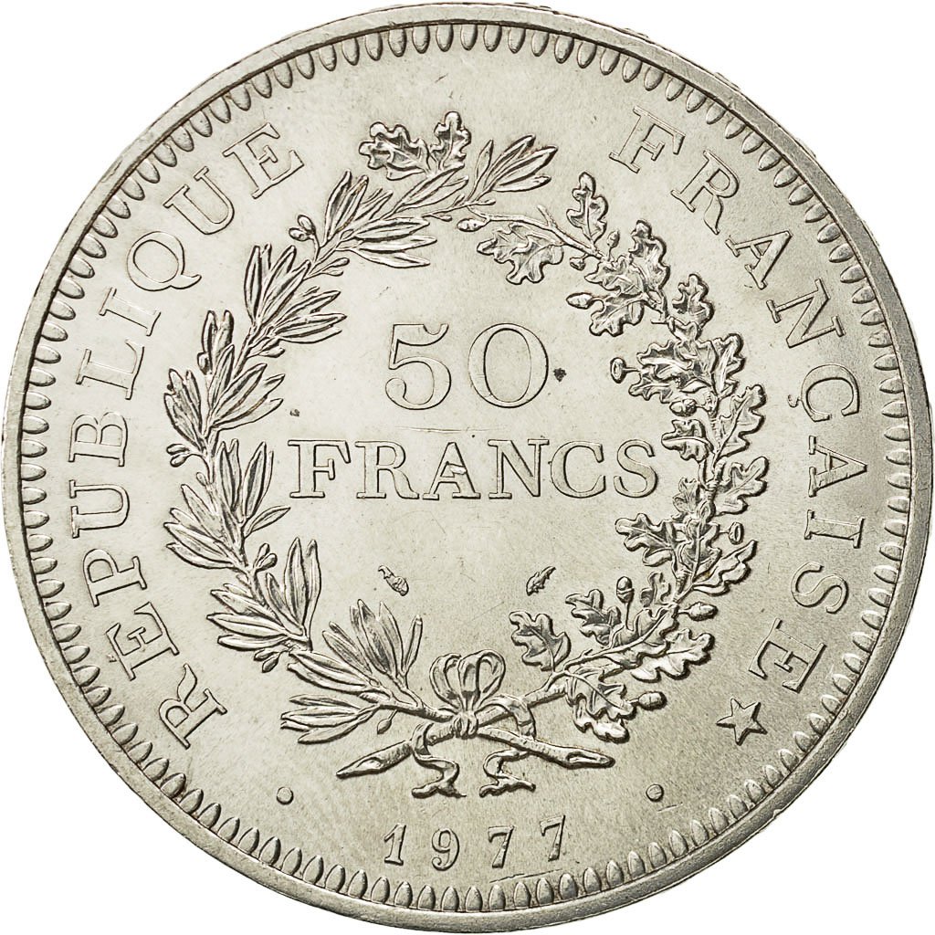 Valeur Piece En Argent De 50 Francs Annee 1977 #491333 Monnaie, France, Hercule, 50 Francs, 1977, Paris, SUP+, Argent