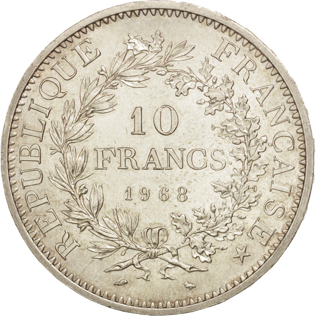 #49631 France, Hercule, 10 Francs, 1968, Paris, Argent, KM932  SPL