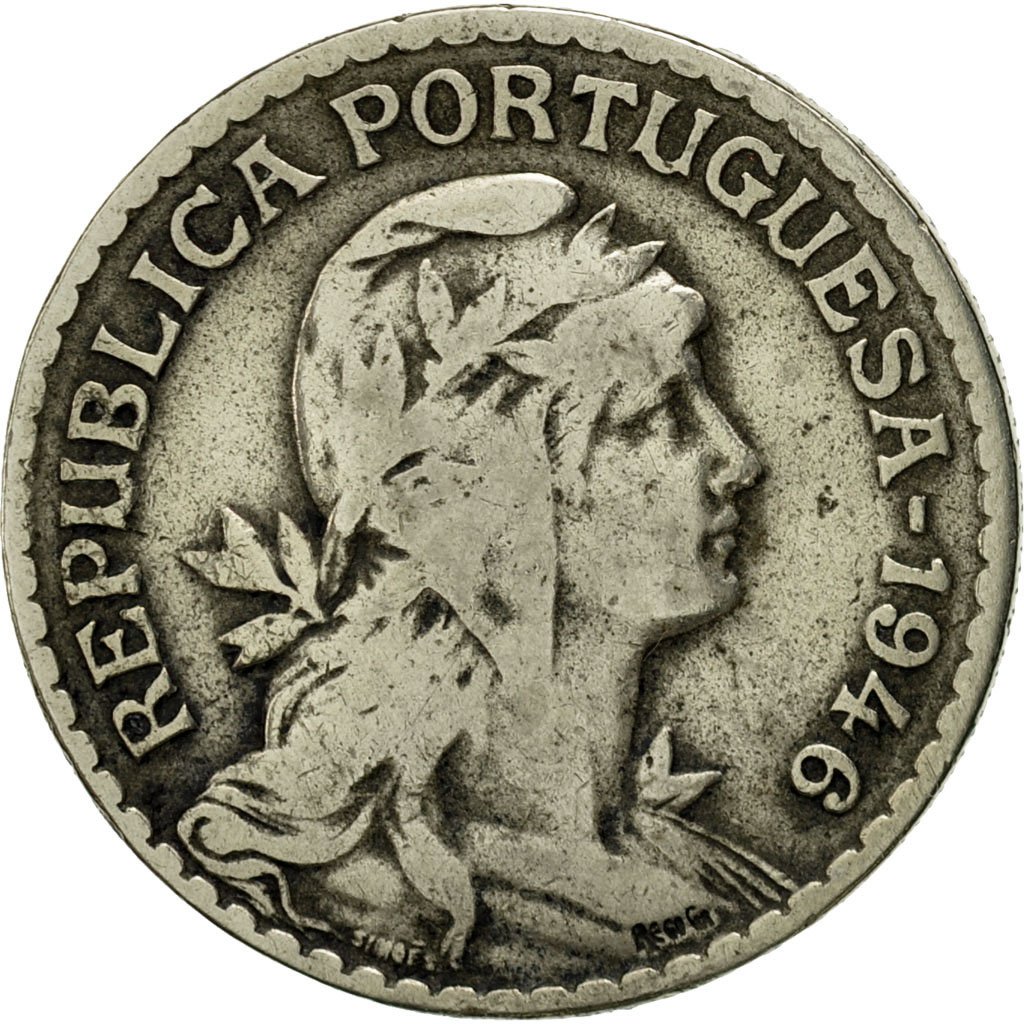 541878 Coin, Portugal, Escudo, 1946, VF(20-25), Copper-nickel, KM 