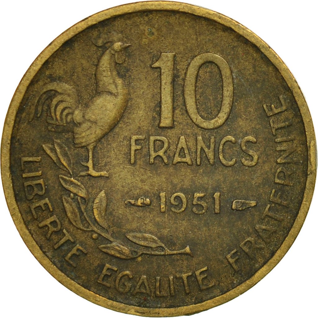 #546384 Coin, France, Guiraud, 10 Francs, 1951, Paris, VF(2025