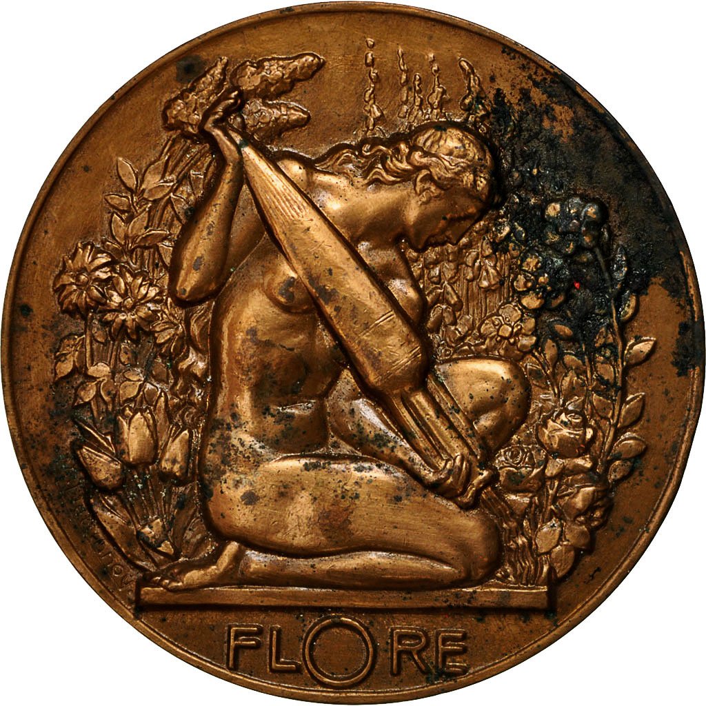 552420 France, Médaille, Flore, Femme nue au Jardin, Delannoy, TTB, Bronze  : TTB, Delannoy, Médaille, De 16 à 50 Euros, Bronze, Non Applicable,  Comptoir Des Monnaies Numismatique