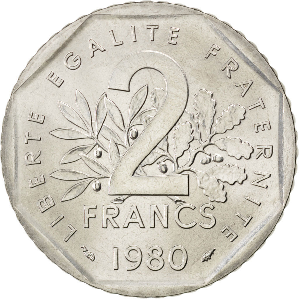 #59657 Vème République, 2 Francs Semeuse 1980, KM 942.1  FDC, 2 Francs