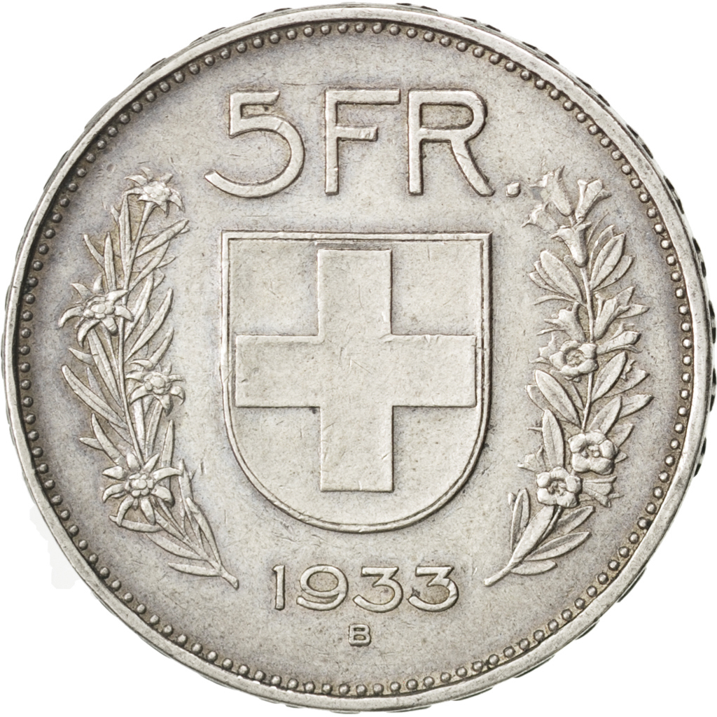 #74532 Suisse, Confédération Helvétique, 5 Francs 1933 B, KM 40 : TTB+ ...