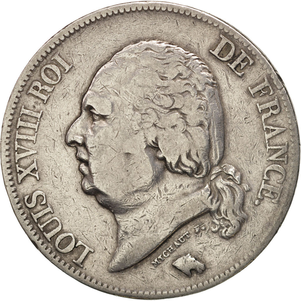 79884 France Louis XVIII 5 Francs 1822 Paris TB Argent KM 711