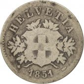 Switzerland, 20 Rappen, 1851, Strasbourg, VF(20-25), Billon, KM:7