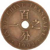 FRENCH INDO-CHINA, Cent, 1902, Paris, EF(40-45), Bronze, KM:8, Lecompte:58