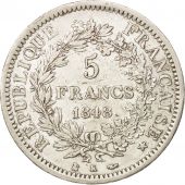 France, Hercule, 5 Francs, 1848, Bordeaux, TB+, Argent, KM:756.4, Gadoury:683