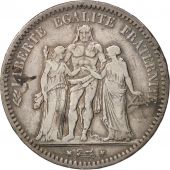 France, Hercule, 5 Francs, 1849, Strasbourg, TB+, Argent, KM:756.2, Gadoury:683