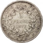 France, Hercule, 5 Francs, 1871, Bordeaux, TB+, Argent, KM:820.2, Gadoury:745