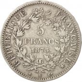 France, Hercule, 5 Francs, 1875, Bordeaux, TB+, Argent, KM:820.2, Gadoury:745a