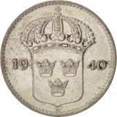 Sude, Gustaf V, 10 re, 1940, TTB+, Argent, KM:780