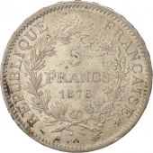 France, Hercule, 5 Francs, 1876, Paris, SUP, Argent, KM:820.1, Gadoury:745a