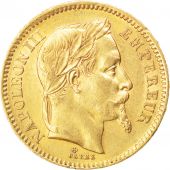 Second Empire, 20 francs or Napolon III tte laure 1863 BB, KM 801.2