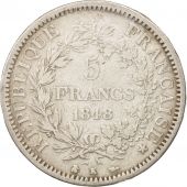 France, Hercule, 5 Francs, 1848, Bordeaux, TB+, Argent, KM:756.4, Gadoury:683