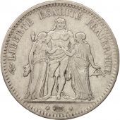 France, Hercule, 5 Francs, 1849, Bordeaux, TTB, Argent, KM:756.4, Gadoury:683