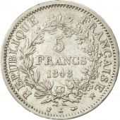 France, Hercule, 5 Francs, 1848, Bordeaux, TB+, Argent, KM:756.4, Gadoury:683