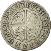 Espagne, Charles III, 2 Rales, 1760, Madrid, TB+, Argent, KM:388.1