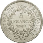 France, Hercule, 5 Francs, 1849, Paris, SUP, Argent, KM:756.1, Gadoury:683