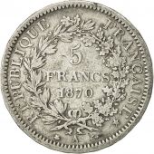 France, Hercule, 5 Francs, 1870, Paris, TB+, Argent, KM:820.1, Gadoury:745