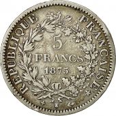 Monnaie, France, Hercule, 5 Francs, 1875, Bordeaux, TB+, Argent, KM:820.2