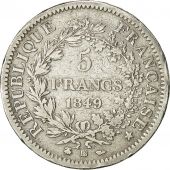 Monnaie, France, Hercule, 5 Francs, 1849, Strasbourg, TB, Argent, Gadoury:683