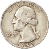 tats-Unis, Washington Quarter, 1942, San Francisco, TTB+, Argent, KM:164