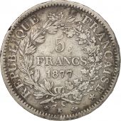 France, Hercule, 5 Francs, 1877, Bordeaux, TB+, Argent, KM:820.2, Gadoury:745a