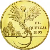 Guatemala, 10 Quetzales, 1995, Tower, SPL, Gilt Alloy, KM:2b.2