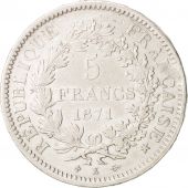 France, Hercule, 5 Francs, 1871, Bordeaux, TTB, Argent, KM:820.2, Gadoury:745