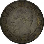 France, Napoleon III,Centime, 1855, Lille, EF(40-45), Bronze,KM 775.7,Gadoury 86